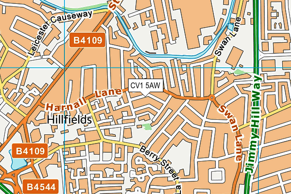 CV1 5AW map - OS VectorMap District (Ordnance Survey)