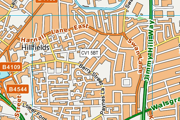 CV1 5BT map - OS VectorMap District (Ordnance Survey)