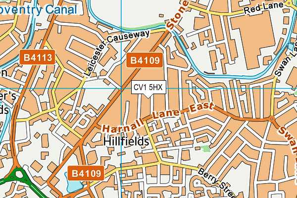 CV1 5HX map - OS VectorMap District (Ordnance Survey)