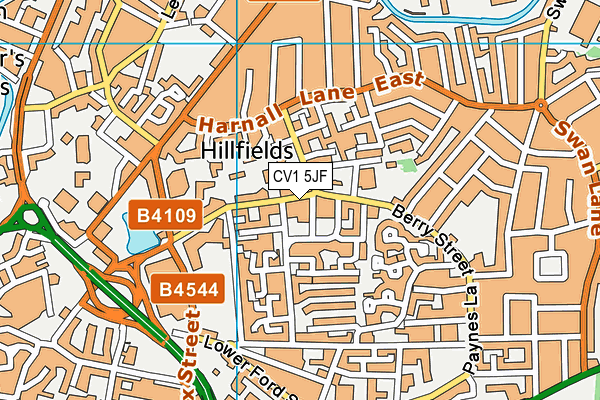 CV1 5JF map - OS VectorMap District (Ordnance Survey)