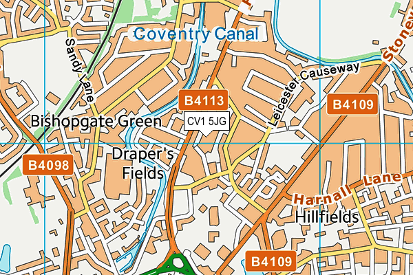 CV1 5JG map - OS VectorMap District (Ordnance Survey)