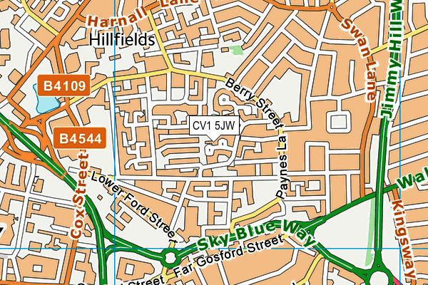 CV1 5JW map - OS VectorMap District (Ordnance Survey)