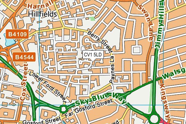 CV1 5LD map - OS VectorMap District (Ordnance Survey)