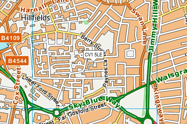 CV1 5LE map - OS VectorMap District (Ordnance Survey)