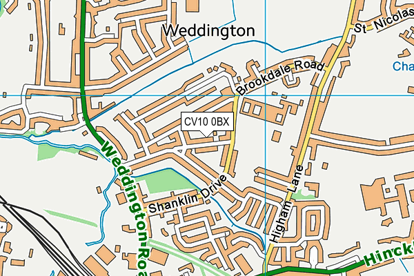 CV10 0BX map - OS VectorMap District (Ordnance Survey)