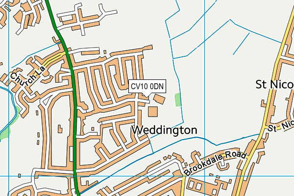 Weddington Primary School map (CV10 0DN) - OS VectorMap District (Ordnance Survey)