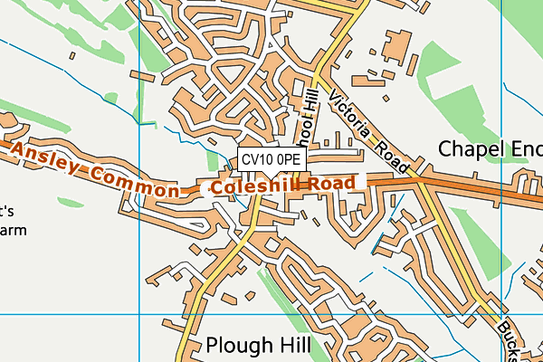 CV10 0PE map - OS VectorMap District (Ordnance Survey)