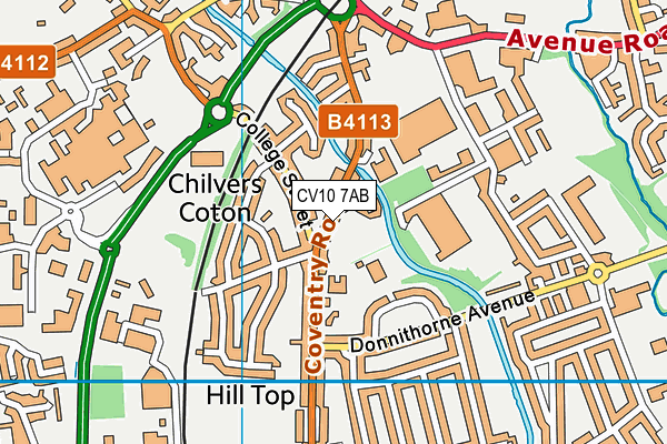 CV10 7AB map - OS VectorMap District (Ordnance Survey)