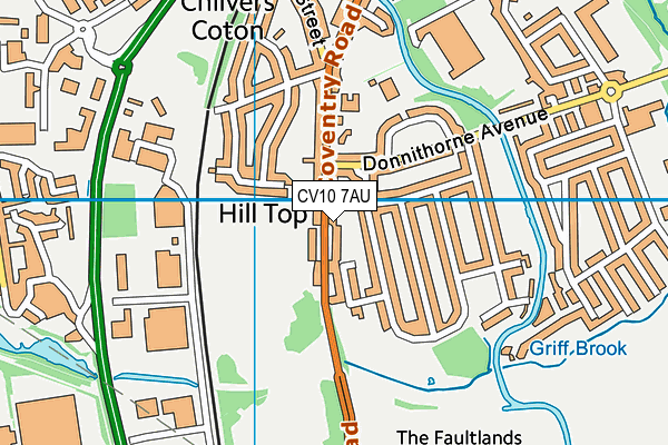 CV10 7AU map - OS VectorMap District (Ordnance Survey)