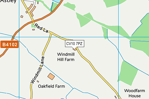 CV10 7PZ map - OS VectorMap District (Ordnance Survey)