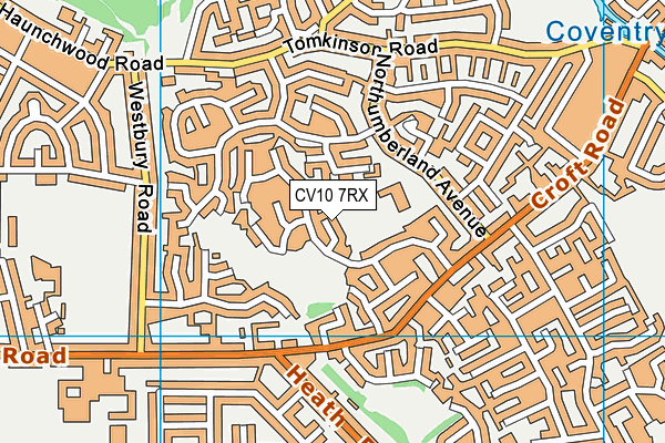 CV10 7RX map - OS VectorMap District (Ordnance Survey)