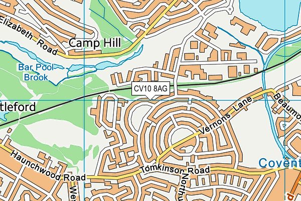 CV10 8AG map - OS VectorMap District (Ordnance Survey)