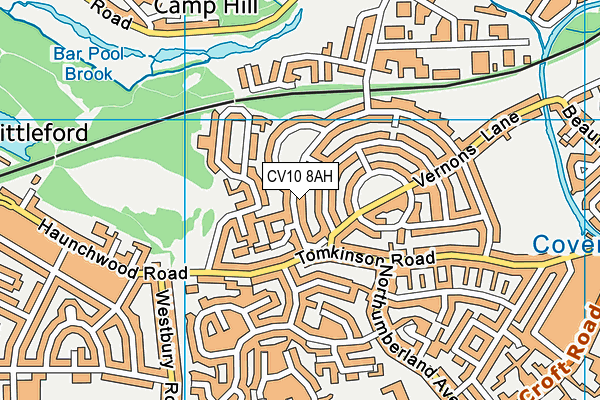 CV10 8AH map - OS VectorMap District (Ordnance Survey)