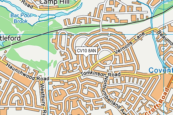 CV10 8AN map - OS VectorMap District (Ordnance Survey)