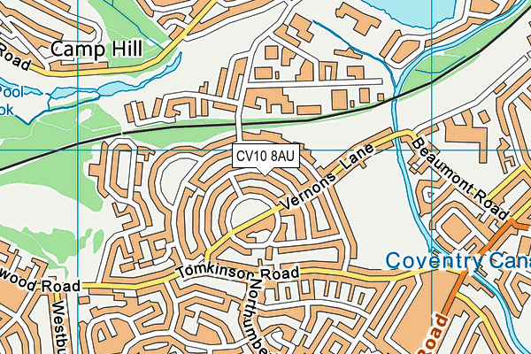 CV10 8AU map - OS VectorMap District (Ordnance Survey)