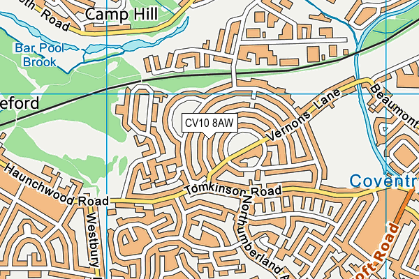 CV10 8AW map - OS VectorMap District (Ordnance Survey)