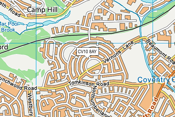 CV10 8AY map - OS VectorMap District (Ordnance Survey)