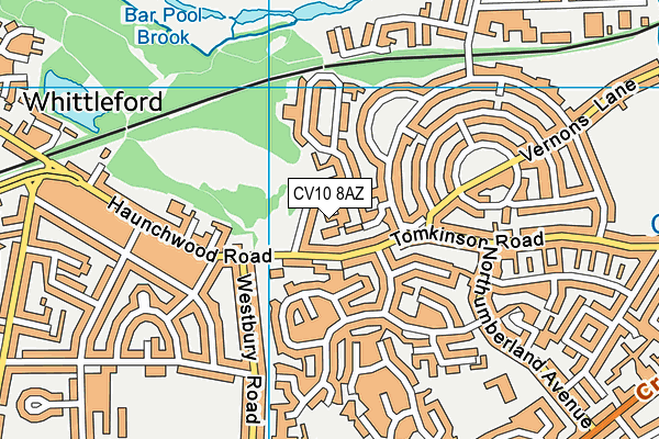 CV10 8AZ map - OS VectorMap District (Ordnance Survey)