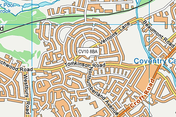 CV10 8BA map - OS VectorMap District (Ordnance Survey)