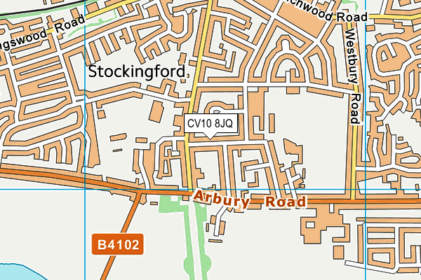 CV10 8JQ map - OS VectorMap District (Ordnance Survey)