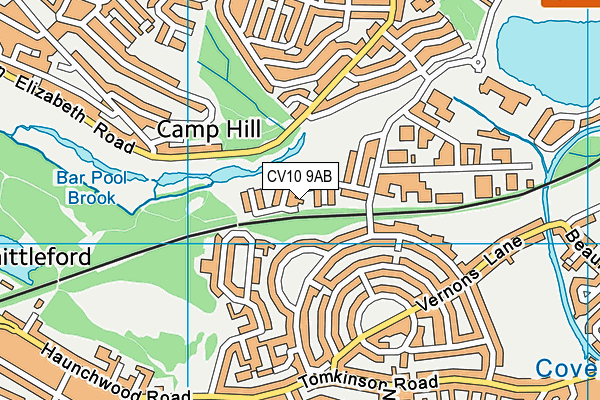 CV10 9AB map - OS VectorMap District (Ordnance Survey)