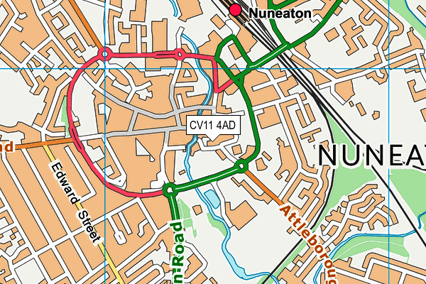 CV11 4AD map - OS VectorMap District (Ordnance Survey)