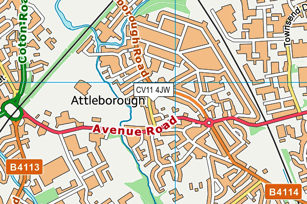 CV11 4JW map - OS VectorMap District (Ordnance Survey)