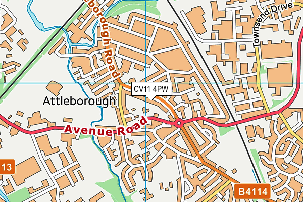 CV11 4PW map - OS VectorMap District (Ordnance Survey)