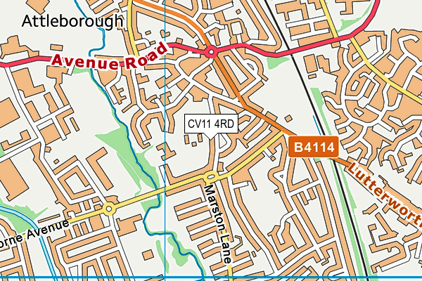 Attleborough Sports Club map (CV11 4RD) - OS VectorMap District (Ordnance Survey)