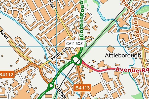 CV11 5QZ map - OS VectorMap District (Ordnance Survey)