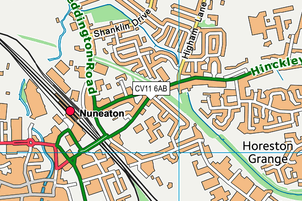 CV11 6AB map - OS VectorMap District (Ordnance Survey)