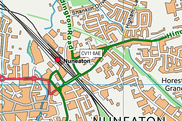 CV11 6AE map - OS VectorMap District (Ordnance Survey)