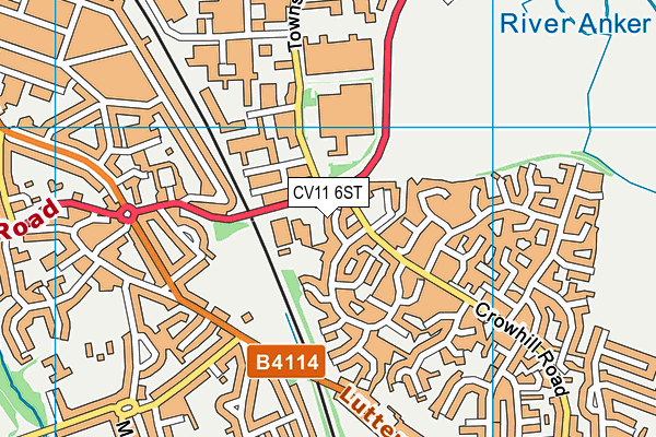 CV11 6ST map - OS VectorMap District (Ordnance Survey)