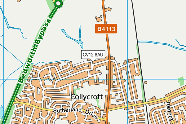 CV12 8AU map - OS VectorMap District (Ordnance Survey)