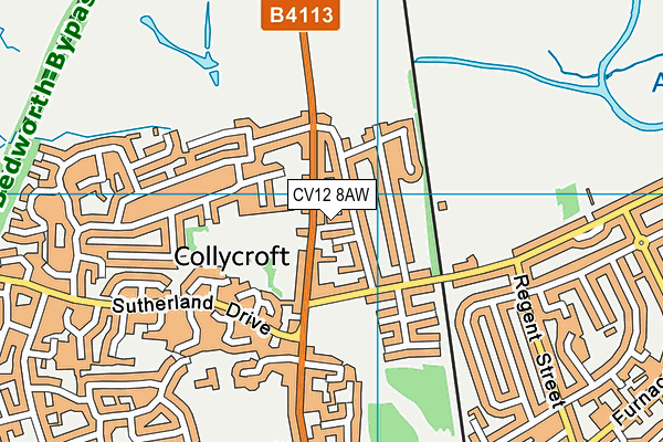 CV12 8AW map - OS VectorMap District (Ordnance Survey)