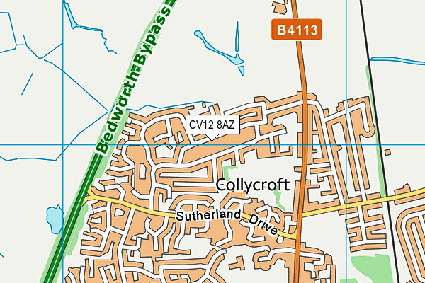 CV12 8AZ map - OS VectorMap District (Ordnance Survey)