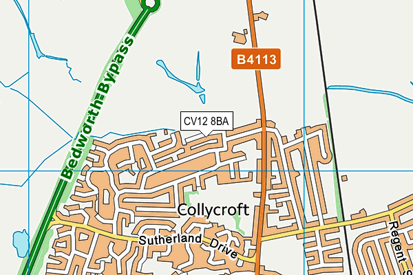 CV12 8BA map - OS VectorMap District (Ordnance Survey)