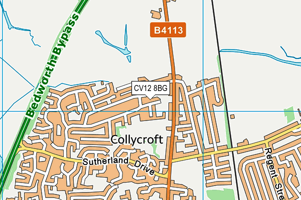 CV12 8BG map - OS VectorMap District (Ordnance Survey)