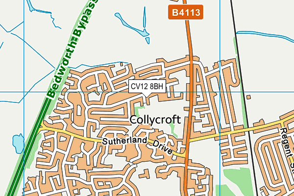 CV12 8BH map - OS VectorMap District (Ordnance Survey)