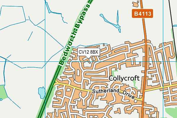 CV12 8BX map - OS VectorMap District (Ordnance Survey)