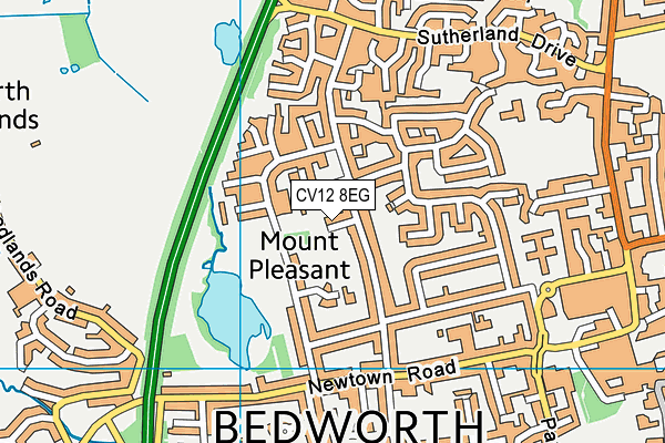 CV12 8EG map - OS VectorMap District (Ordnance Survey)