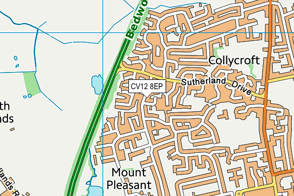 CV12 8EP map - OS VectorMap District (Ordnance Survey)