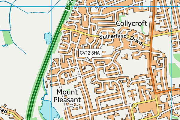 CV12 8HA map - OS VectorMap District (Ordnance Survey)