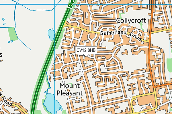 CV12 8HB map - OS VectorMap District (Ordnance Survey)