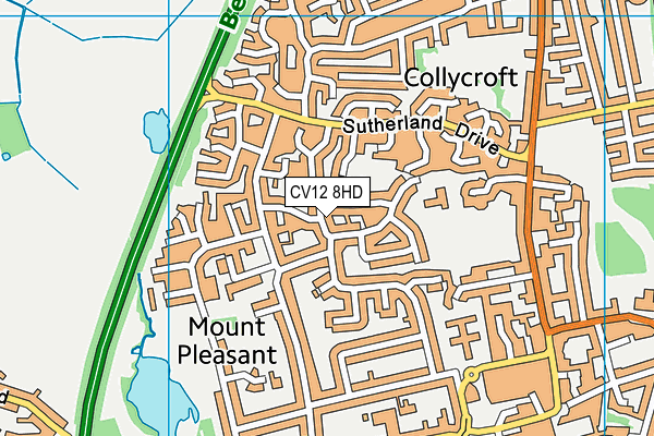 CV12 8HD map - OS VectorMap District (Ordnance Survey)