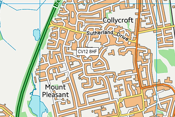 CV12 8HF map - OS VectorMap District (Ordnance Survey)