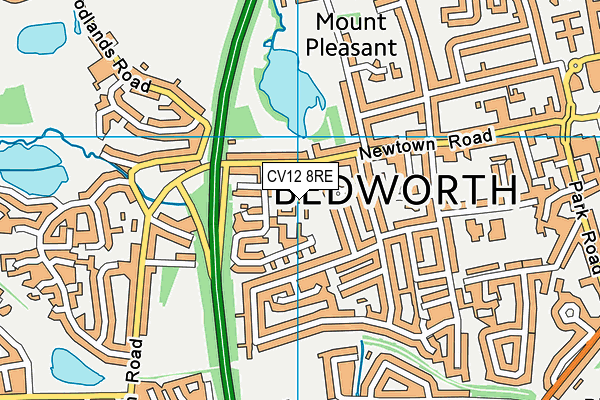 CV12 8RE map - OS VectorMap District (Ordnance Survey)