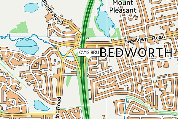 CV12 8RU map - OS VectorMap District (Ordnance Survey)