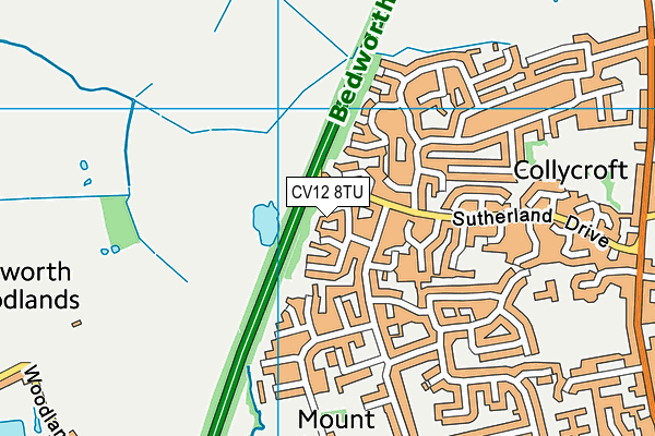 CV12 8TU map - OS VectorMap District (Ordnance Survey)