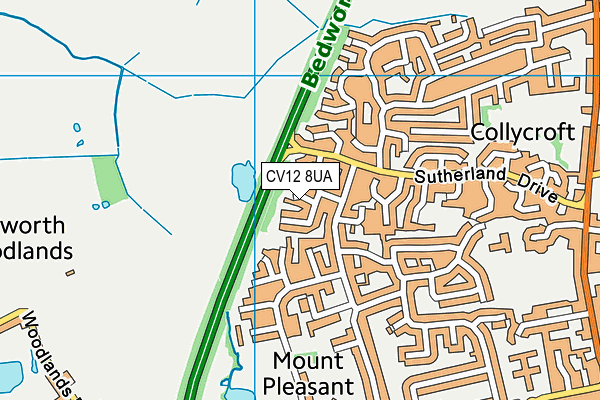 CV12 8UA map - OS VectorMap District (Ordnance Survey)